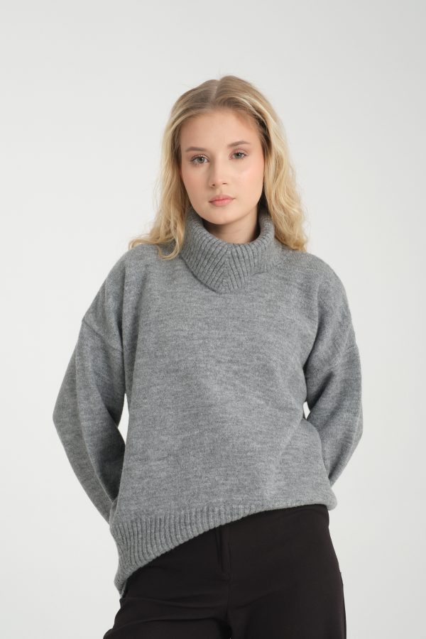 Balıkçı Yaka Oversize Kazak - Görsel 7