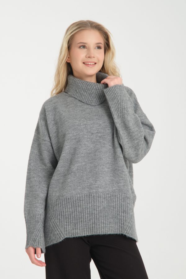 Balıkçı Yaka Oversize Kazak - Görsel 4