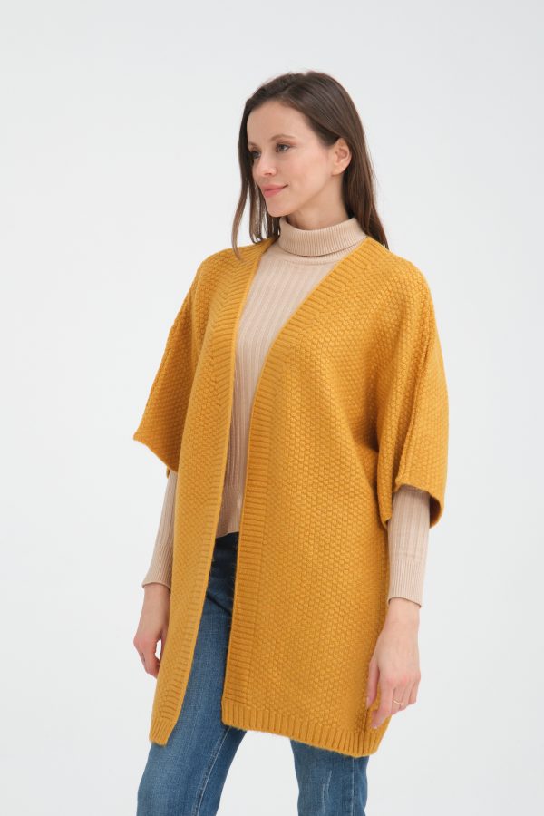 Truvakar Kol Kendinden Desenli Triko Kimono - Görsel 2