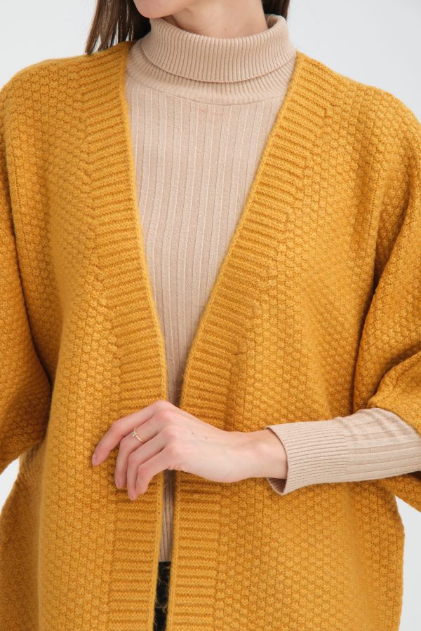 Truvakar Kol Kendinden Desenli Triko Kimono - Görsel 3
