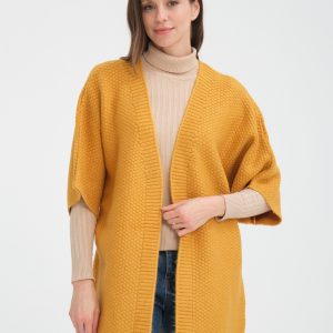 Truvakar Kol Kendinden Desenli Triko Kimono
