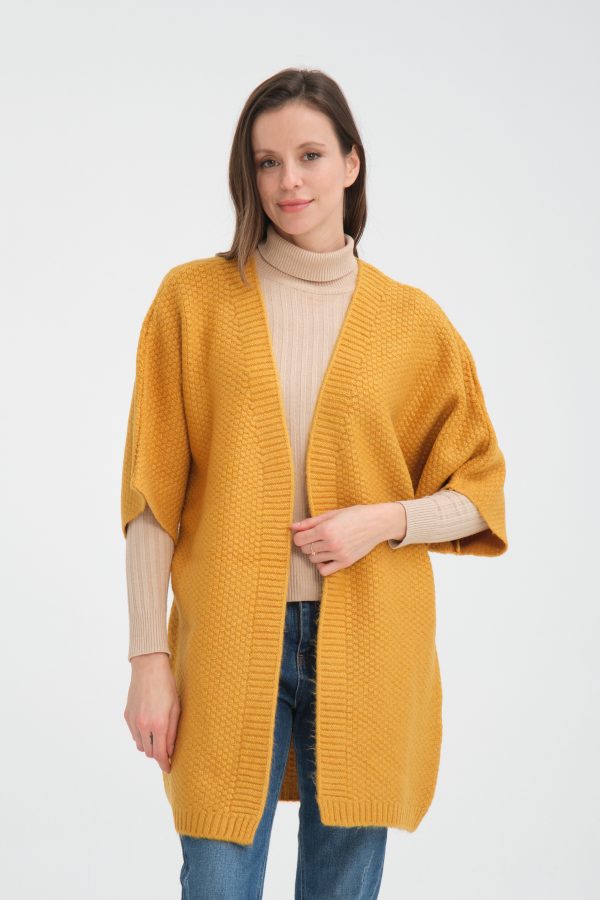 Truvakar Kol Kendinden Desenli Triko Kimono