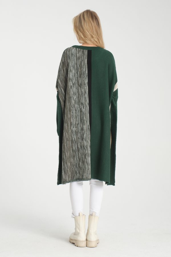 Oversize Çizgili Triko Elbise - Görsel 7